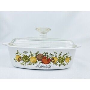 Corning Ware Spice O' Life‎ L'Echalote 1 Quart Dish Lid Rare Stamp